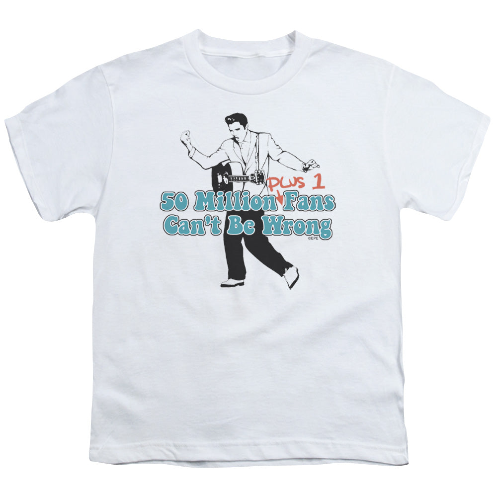 Elvis Presley 50 Million Fans Plus 1 Kids Youth T Shirt White