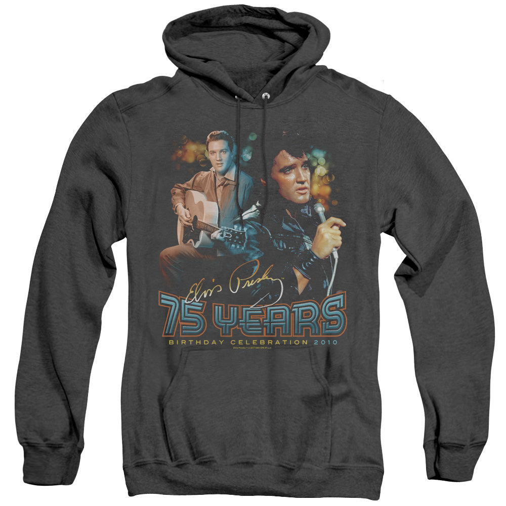 Elvis Presley 75 Years Heather Mens Hoodie Black