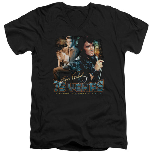 Elvis Presley 75 Years Mens Slim Fit V-Neck T Shirt Black