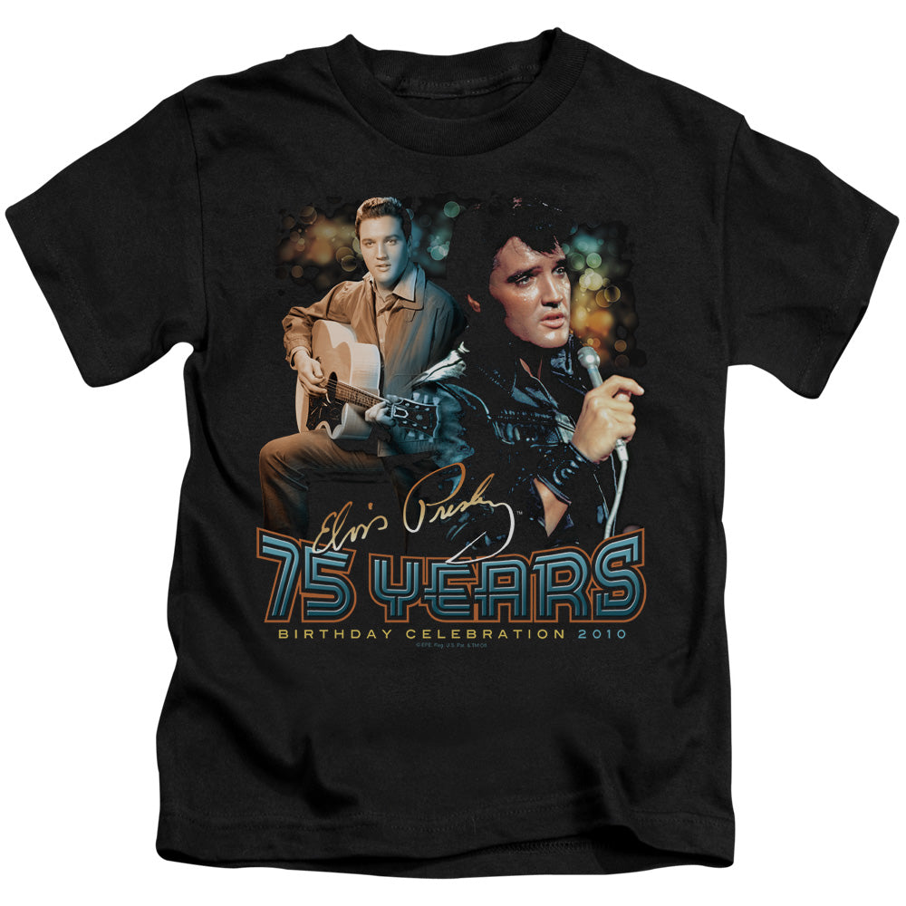 Elvis Presley 75 Years Juvenile Kids Youth T Shirt Black 