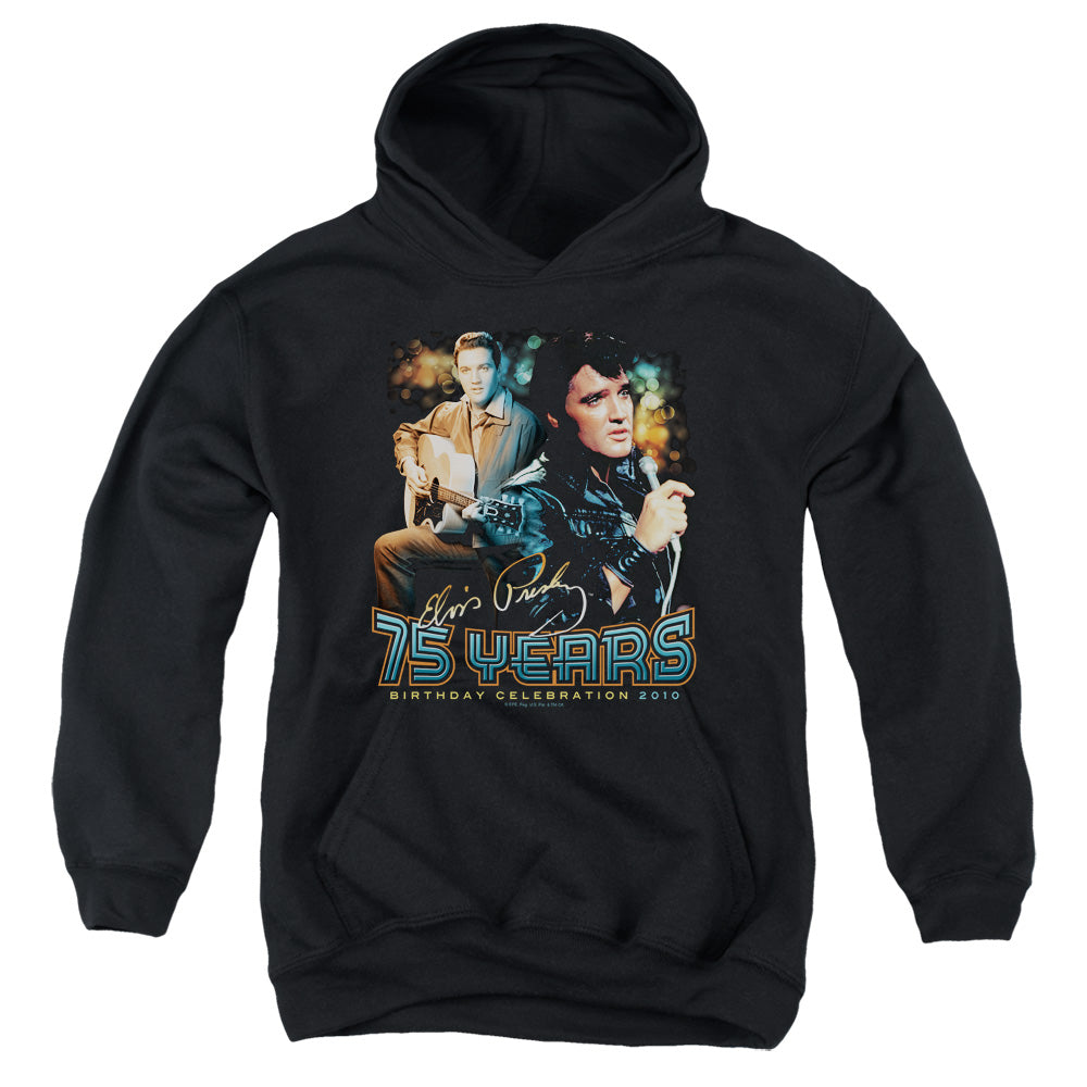 Elvis Presley 75 Years Kids Youth Hoodie Black