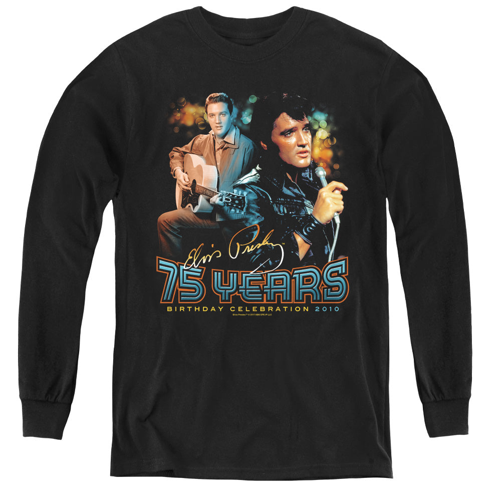 Elvis Presley 75 Years Long Sleeve Kids Youth T Shirt Black