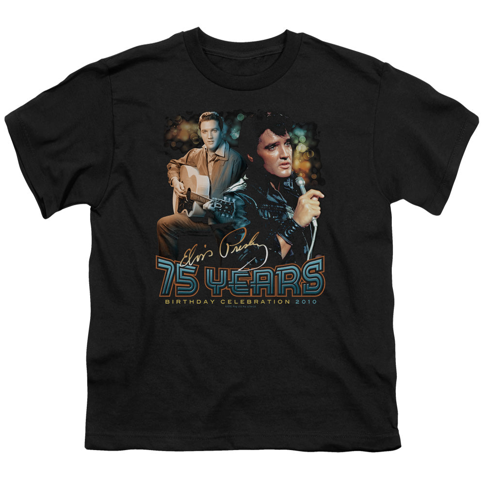 Elvis Presley 75 Years Kids Youth T Shirt Black