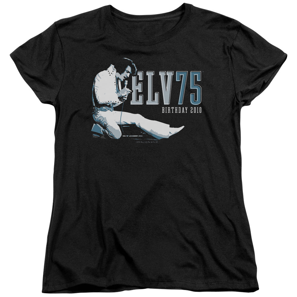 Elvis Presley Elv 75 Logo Womens T Shirt Black