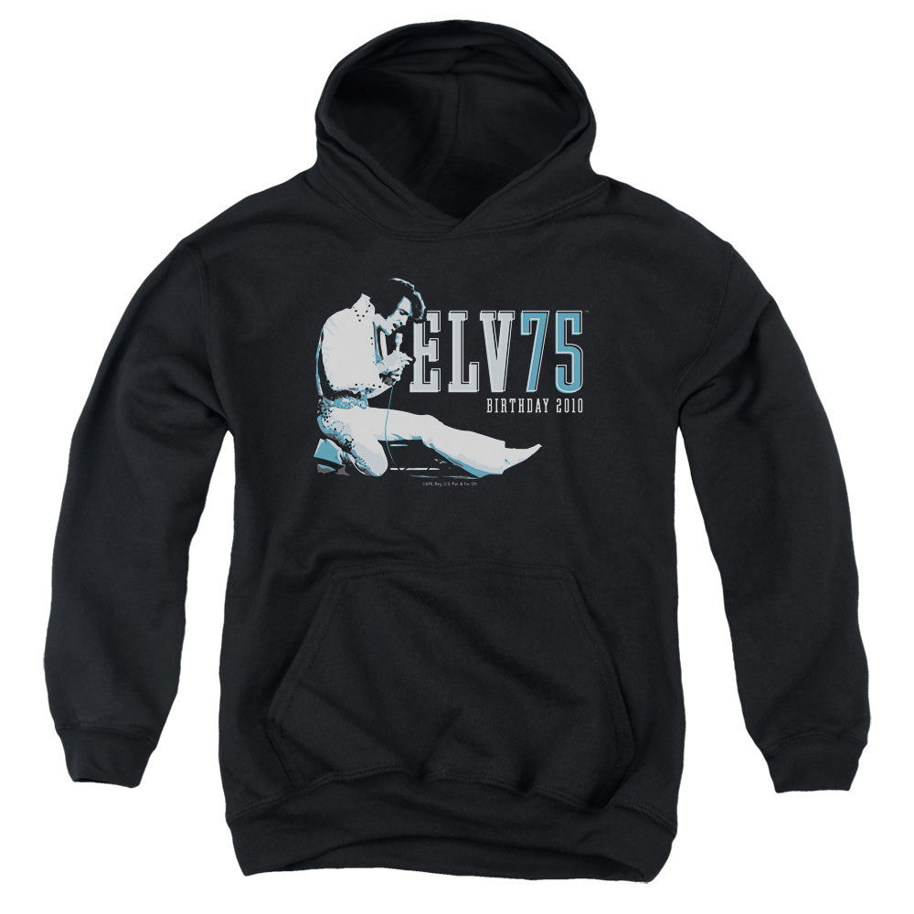 Elvis Presley Elv 75 Logo Kids Youth Hoodie Black