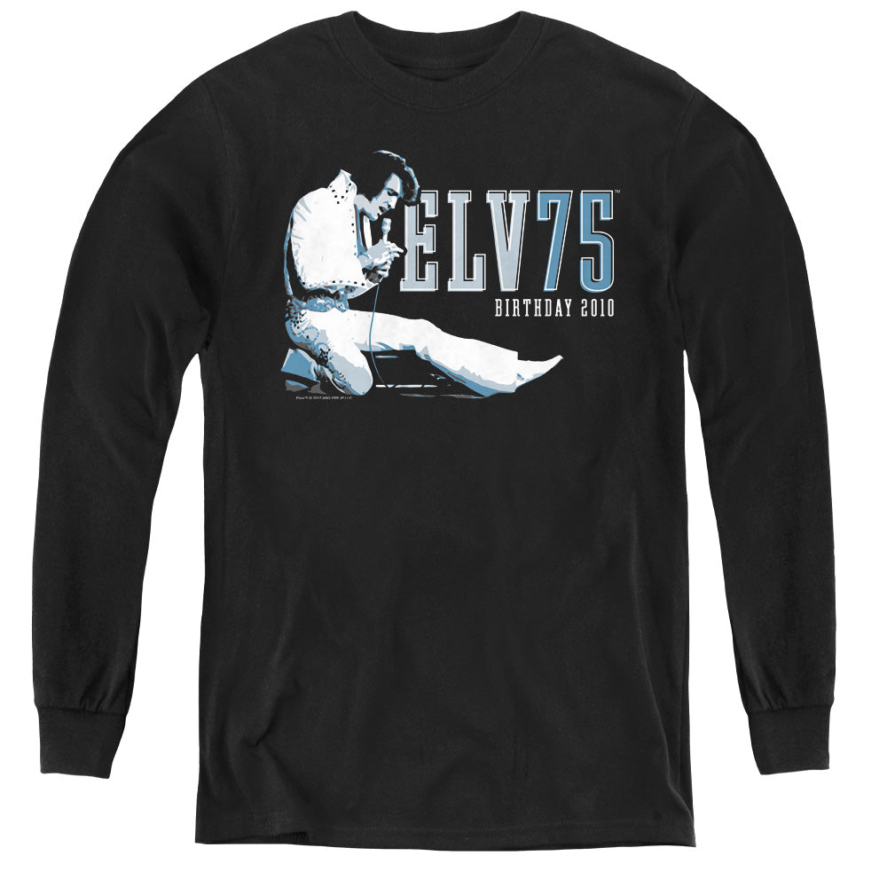 Elvis Presley Elv 75 Logo Long Sleeve Kids Youth T Shirt Black