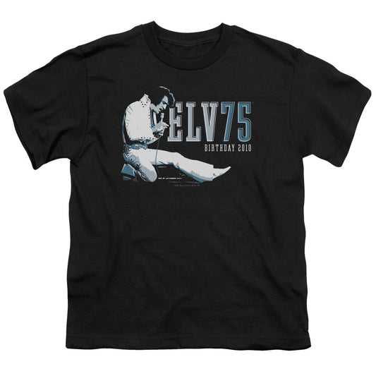 Elvis Presley Elv 75 Logo Kids Youth T Shirt Black