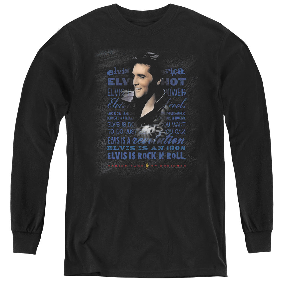 Elvis Presley Icon Long Sleeve Kids Youth T Shirt Black