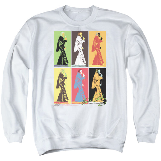 Elvis Presley Retro Boxes Mens Crewneck Sweatshirt White