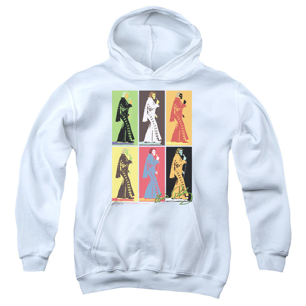 Elvis Presley Retro Boxes Kids Youth Hoodie White