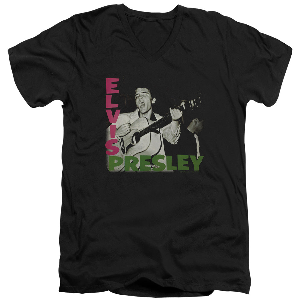 Elvis Presley Elvis Presley Album Mens Slim Fit V-Neck T Shirt Black