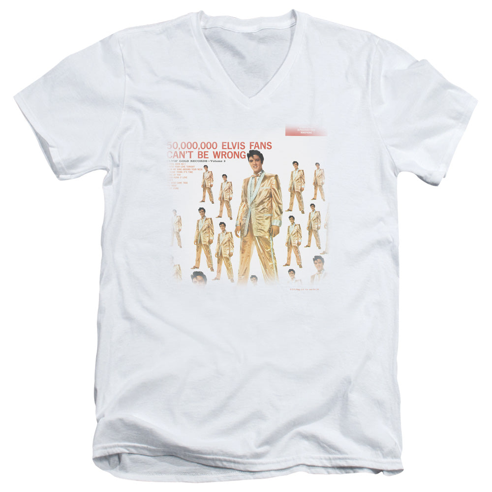 Elvis Presley 50 Million Fans Mens Slim Fit V-Neck T Shirt White