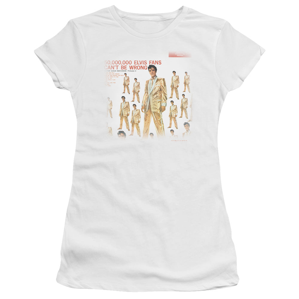 Elvis Presley 50 Million Fans Junior Sheer Cap Sleeve Womens T Shirt White