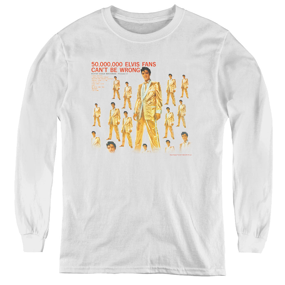 Elvis Presley 50 Million Fans Long Sleeve Kids Youth T Shirt White