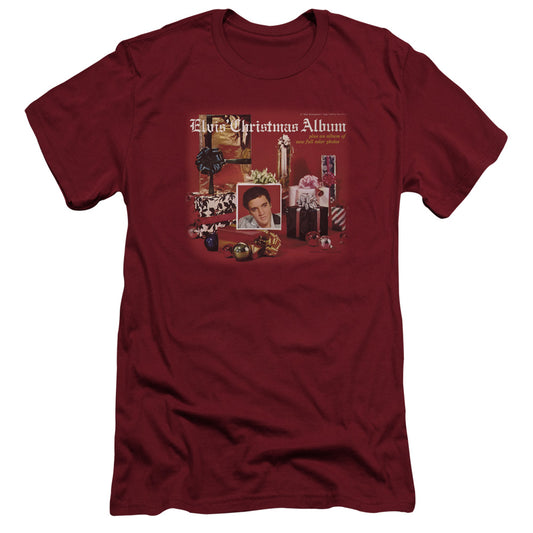 Elvis Presley Christmas Album Slim Fit Mens T Shirt Cardinal