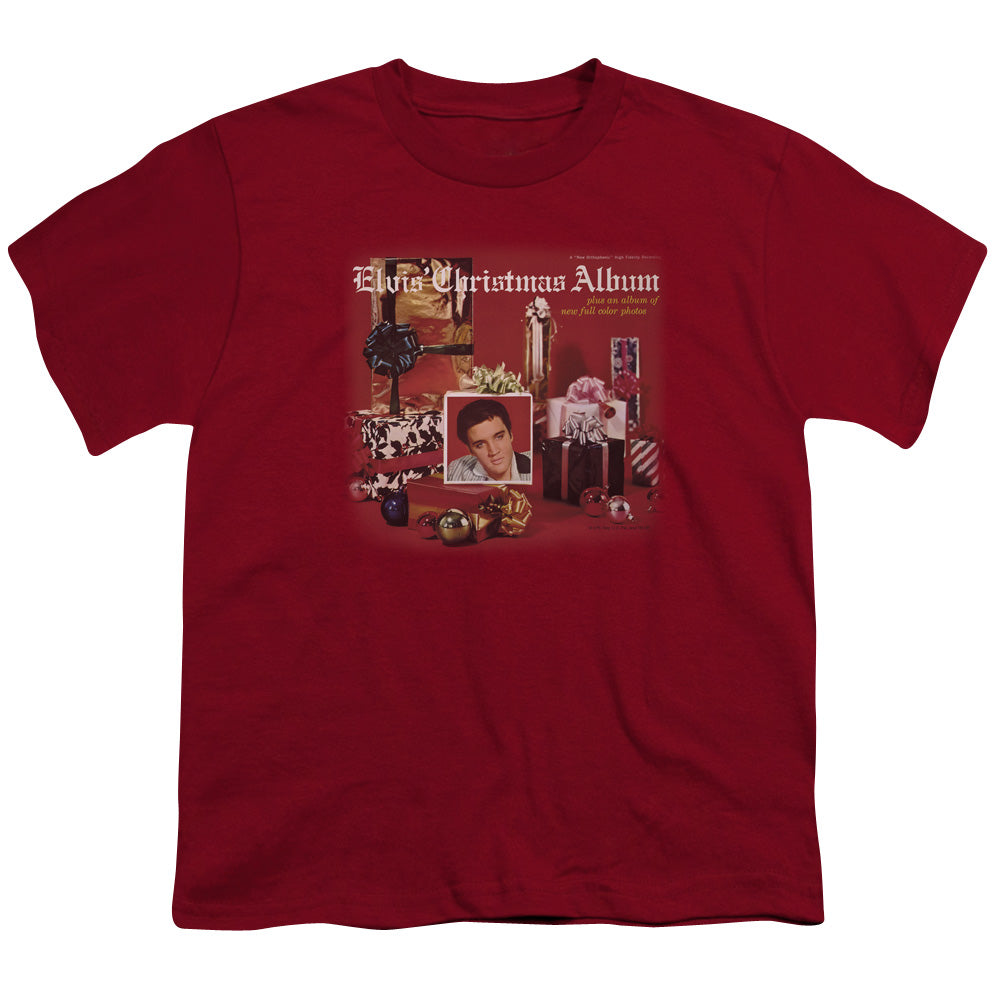 Elvis Presley Christmas Album Kids Youth T Shirt Cardinal