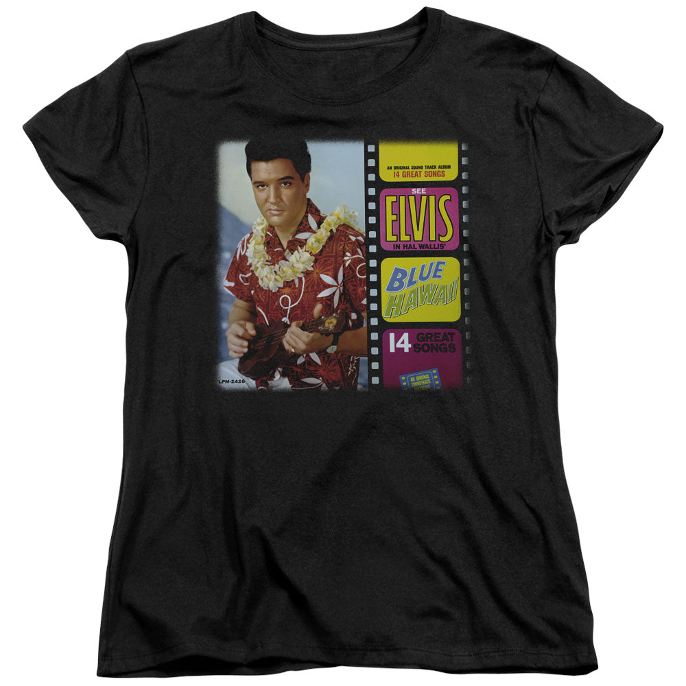 Elvis Presley Blue Hawaii Album Womens T Shirt Black