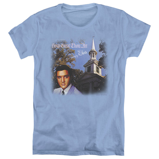 Elvis Presley How Great Thou Art Womens T Shirt Carolina Blue