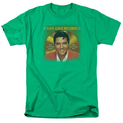 Elvis Presley Gold Records Mens T Shirt Kelly Green