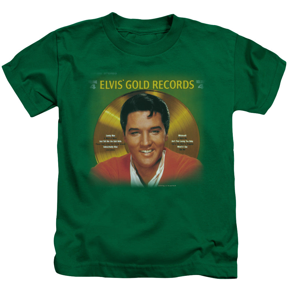 Elvis Presley Gold Records Juvenile Kids Youth T Shirt Kelly Green 