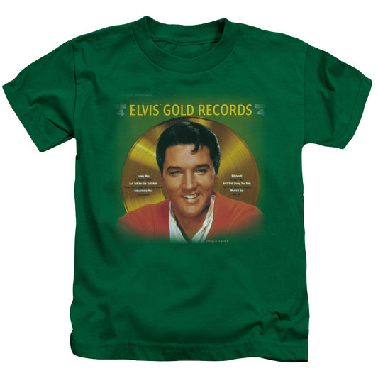 Elvis Presley Gold Records Juvenile Kids Youth T Shirt Kelly Green 