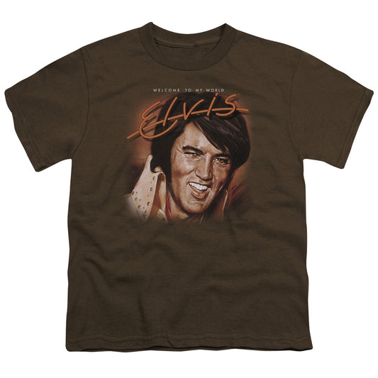 Elvis Presley Welcome to My World Kids Youth T Shirt Coffee