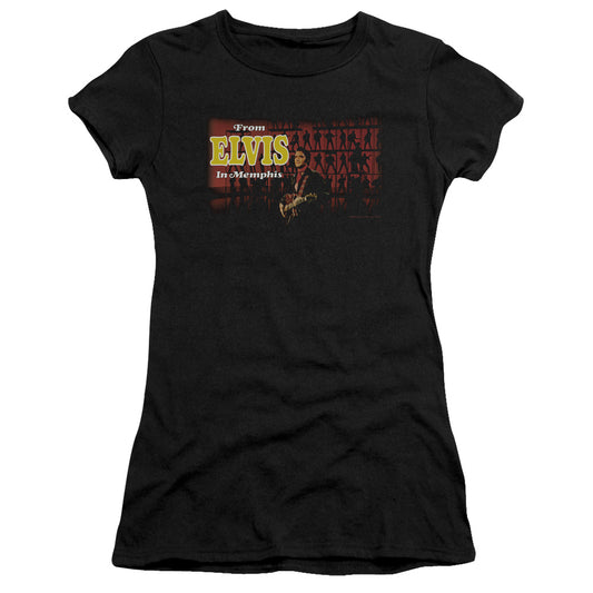 Elvis Presley From Elvis in Memphis Junior Sheer Cap Sleeve Womens T Shirt Black