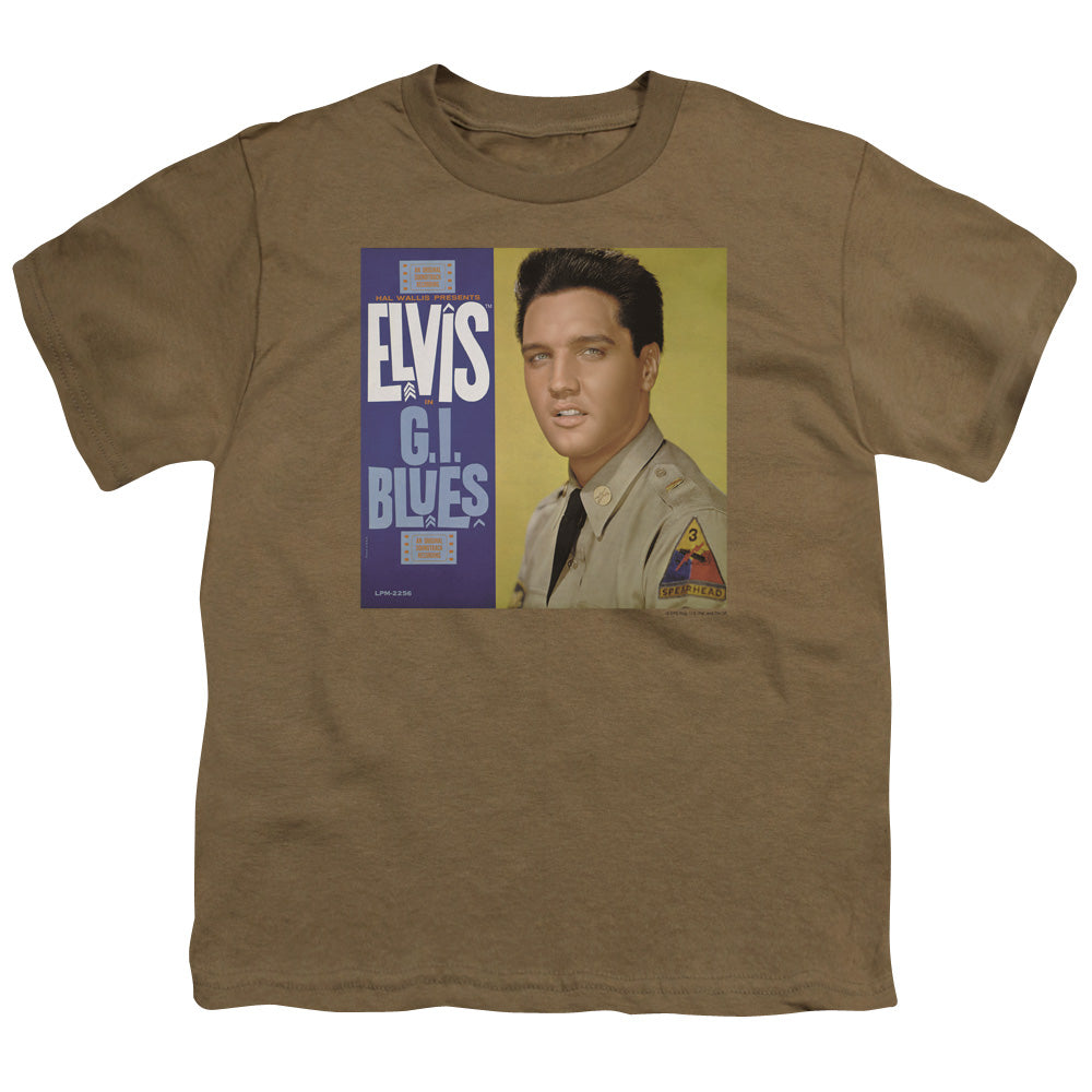 Elvis Presley G I Blues Album Kids Youth T Shirt Safari Green