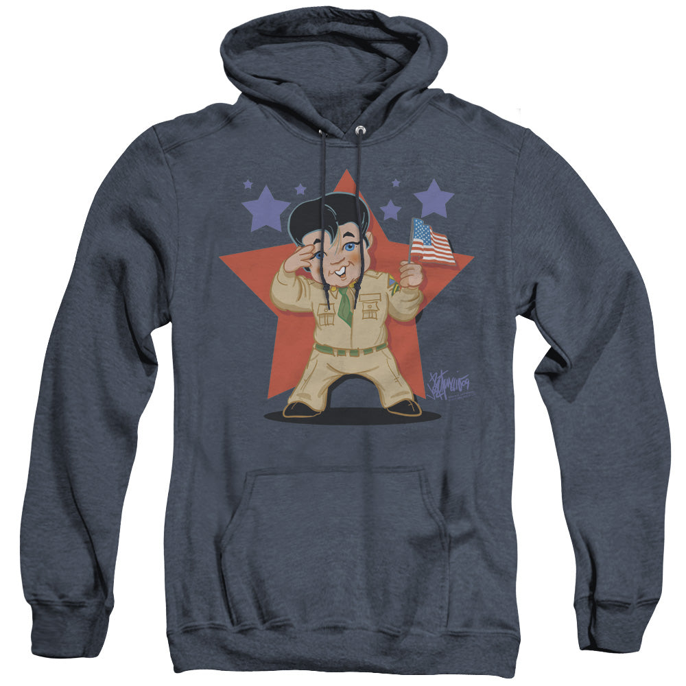 Elvis Presley Lil G I Heather Mens Hoodie Navy