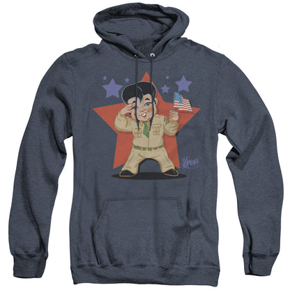 Elvis Presley Lil G I Mens Heather Hoodie Navy Officially Licensed
