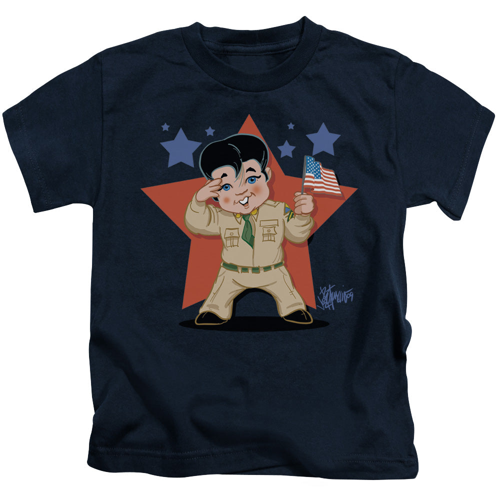 Elvis Presley Lil G I Juvenile Kids Youth T Shirt Navy 