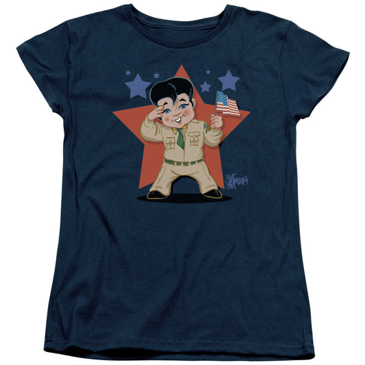 Elvis Presley Lil G I Womens T Shirt Navy