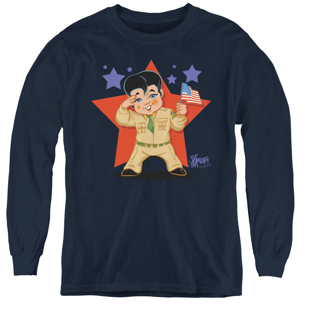 Elvis Presley Lil G I Long Sleeve Kids Youth T Shirt Navy