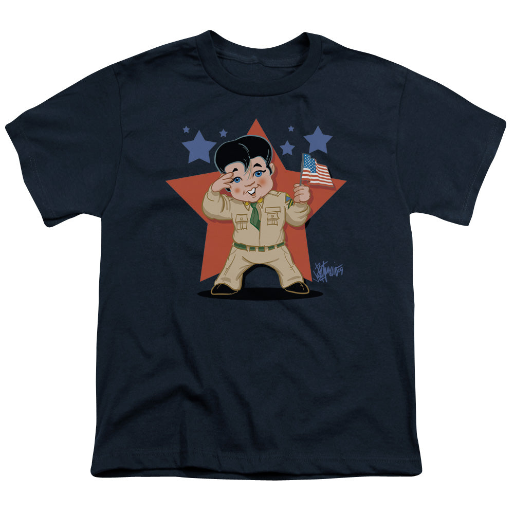 Elvis Presley Lil G I Kids Youth T Shirt Navy