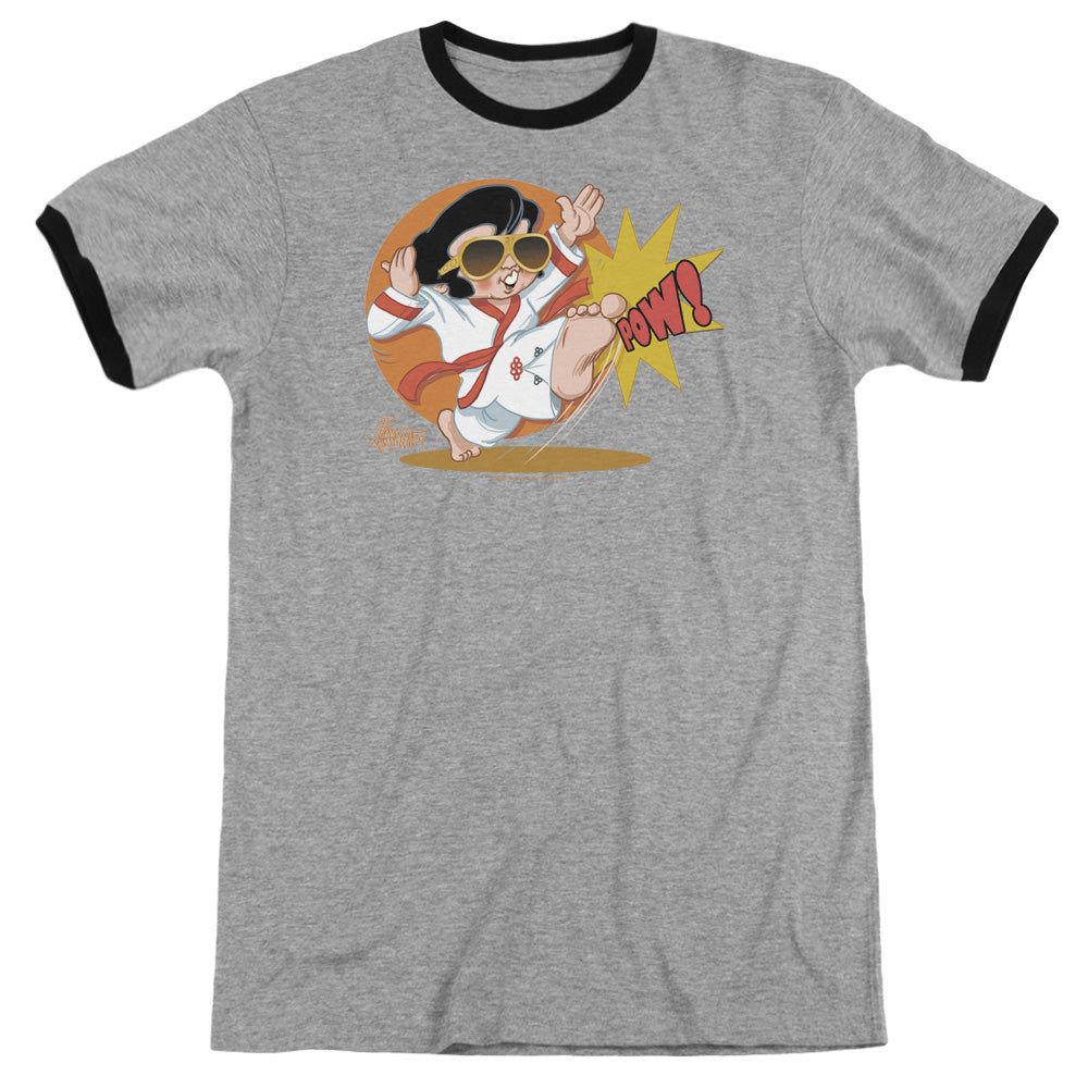 Elvis Presley Karate King Heather Ringer Mens T Shirt Heather