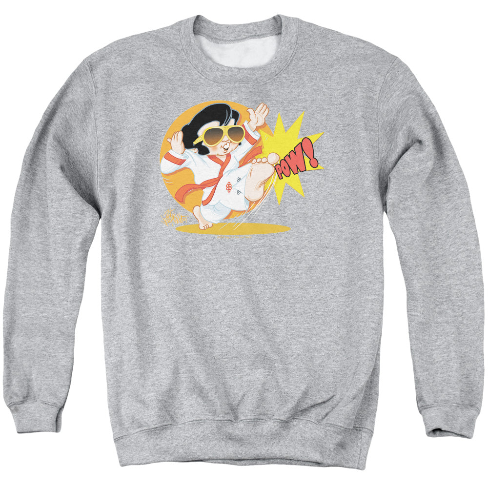 Elvis Presley Karate King Mens Crewneck Sweatshirt Athletic Heather