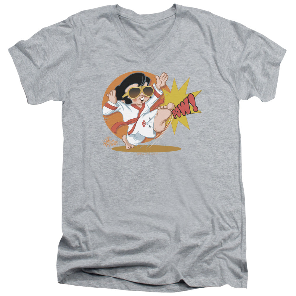 Elvis Presley Karate King Mens Slim Fit V-Neck T Shirt Athletic Heather