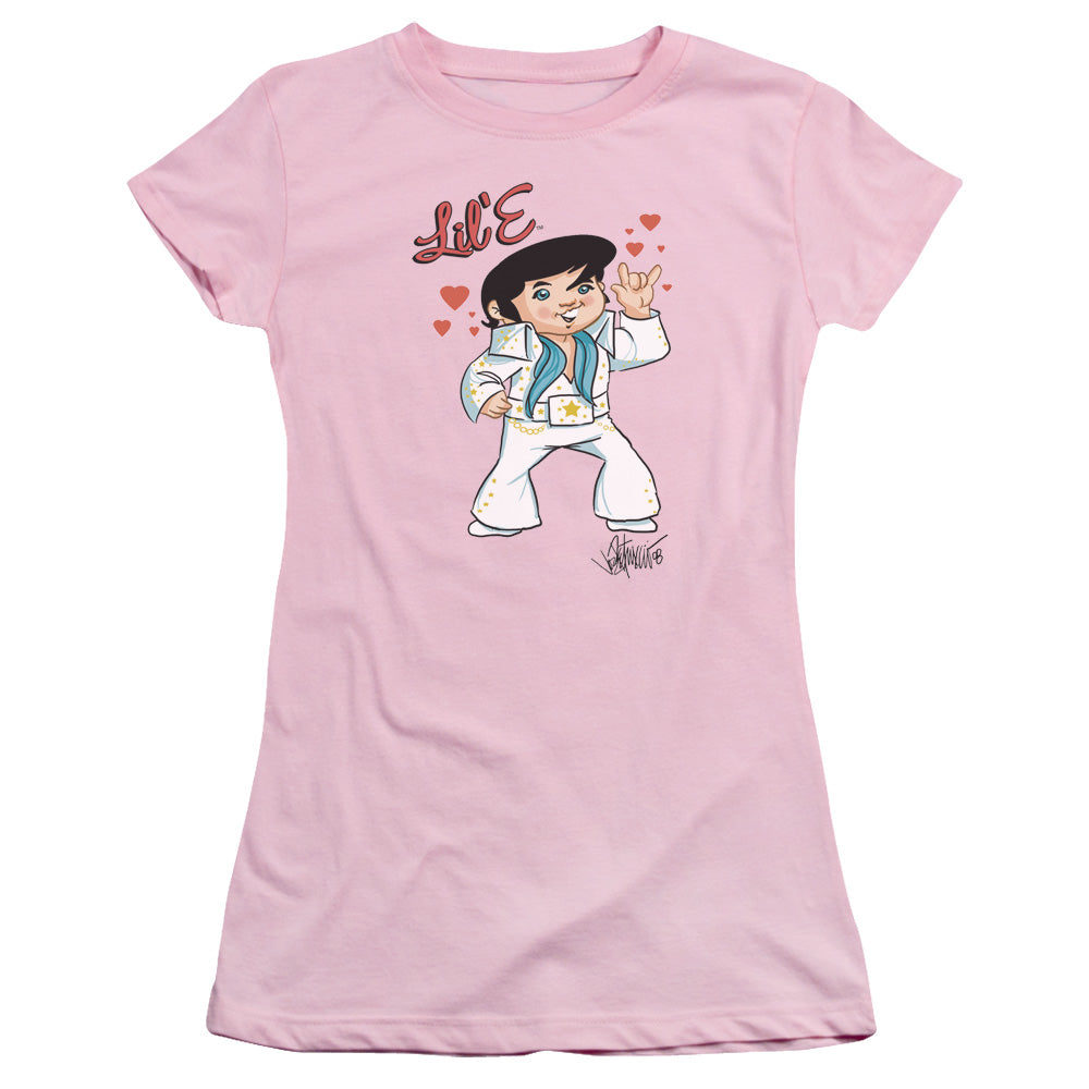 Elvis Presley Lil E Junior Sheer Cap Sleeve Womens T Shirt Pink