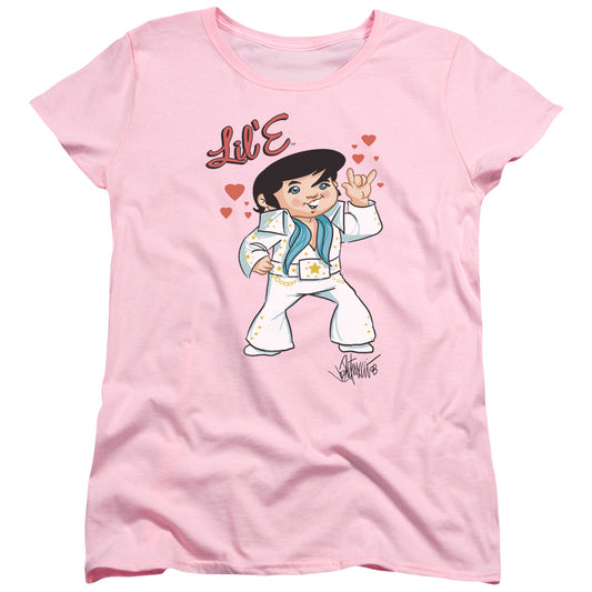 Elvis Presley Lil E Womens T Shirt Pink