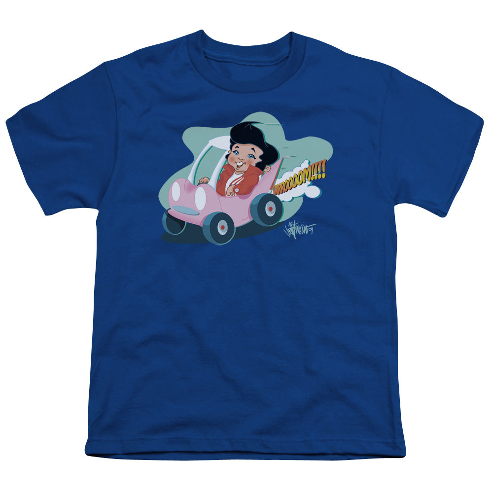 Elvis Presley Speedway Kids Youth T Shirt Royal Blue