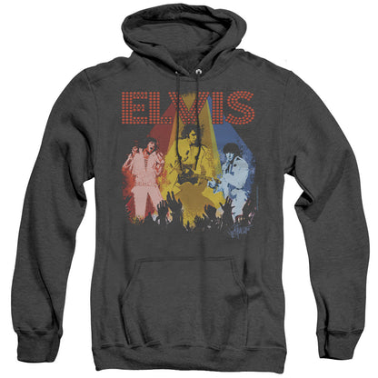 Elvis Presley Vegas Remembered Mens Heather Hoodie Black Officially Licensed