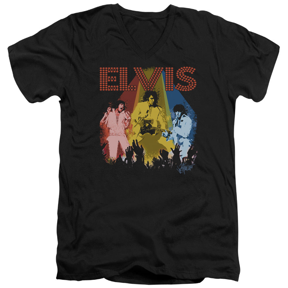 Elvis Presley Vegas Remembered Mens Slim Fit V-Neck T Shirt Black