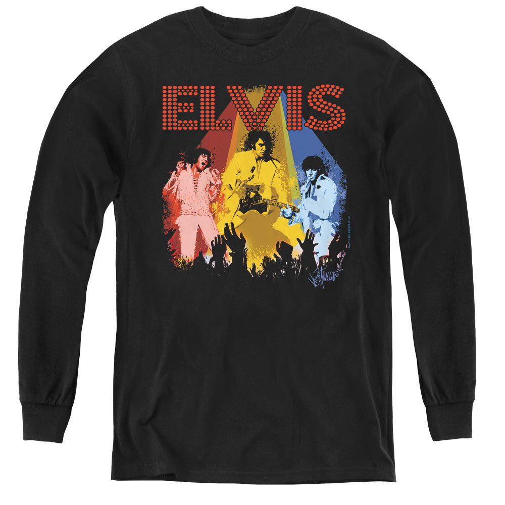 Elvis Presley Vegas Remembered Long Sleeve Kids Youth T Shirt Black