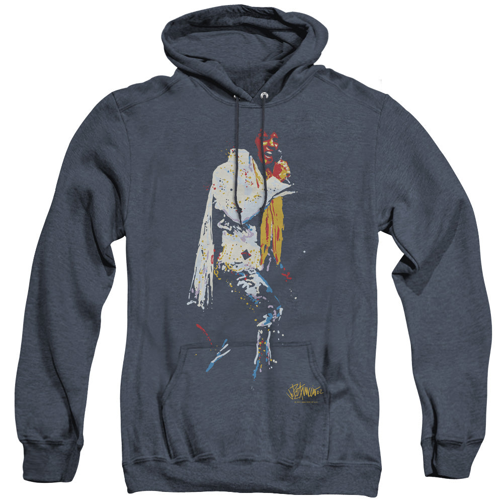 Elvis Presley Yellow Scarf Mens Heather Hoodie Navy Officially Licensed