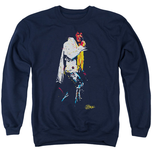 Elvis Presley Yellow Scarf Mens Crewneck Sweatshirt Navy