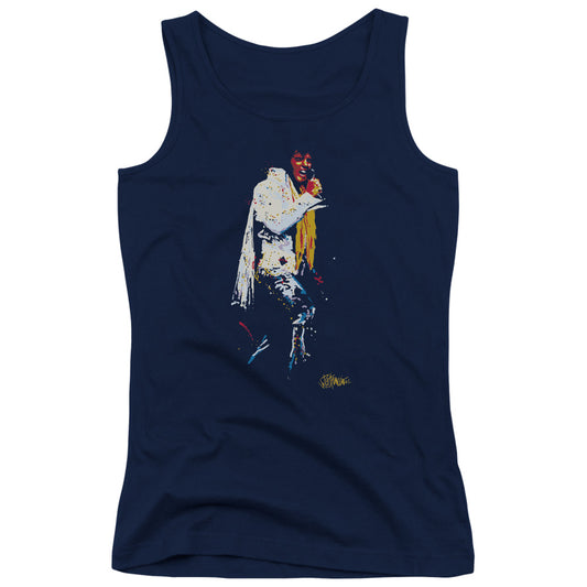 Elvis Presley Yellow Scarf Womens Tank Top Shirt Navy