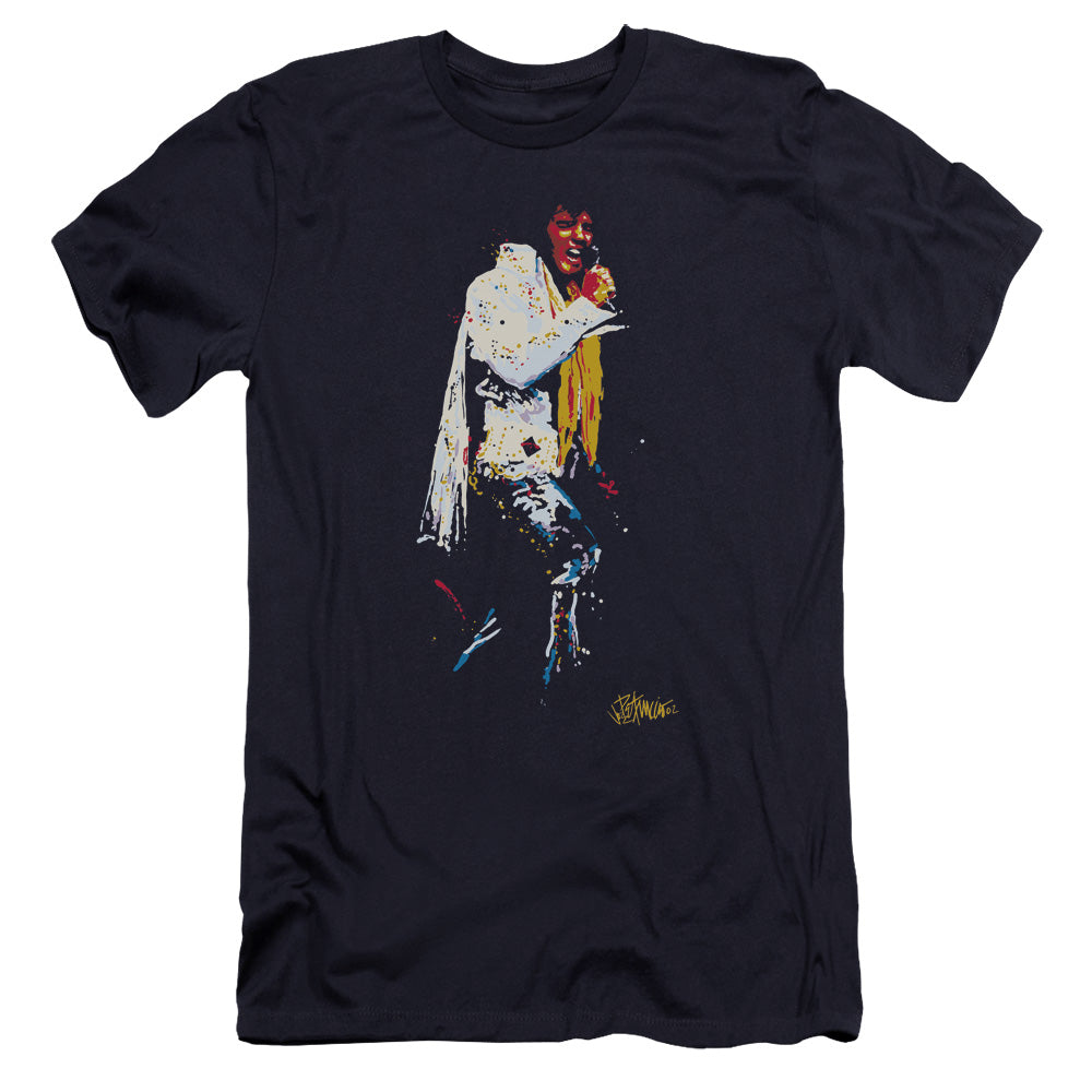 Elvis Presley Yellow Scarf Premium Bella Canvas Slim Fit Mens T Shirt Navy