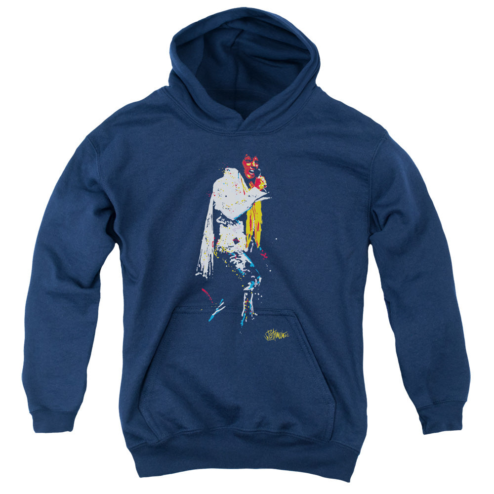 Elvis Presley Yellow Scarf Kids Youth Hoodie Navy