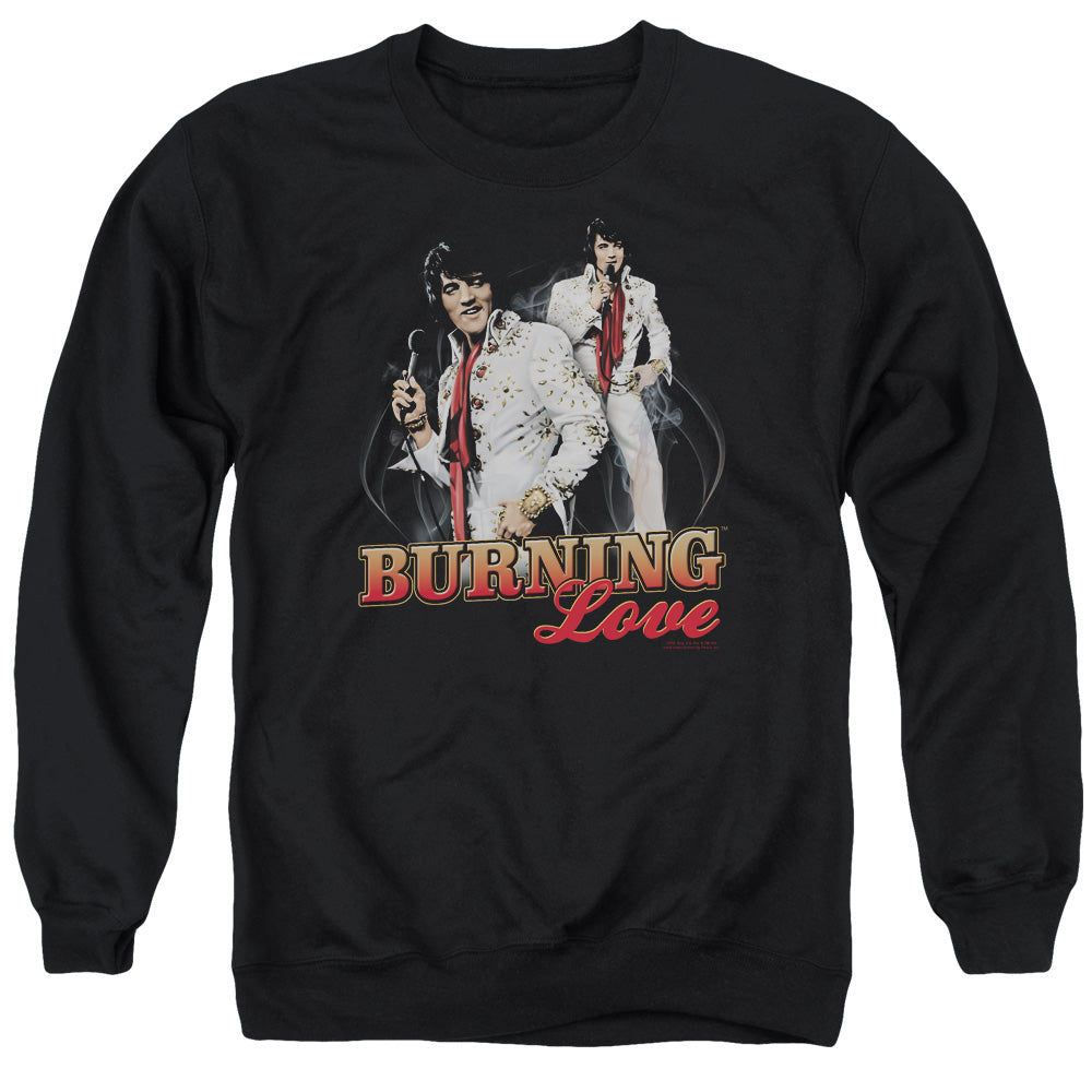 Elvis Presley Burning Love Mens Crewneck Sweatshirt Black