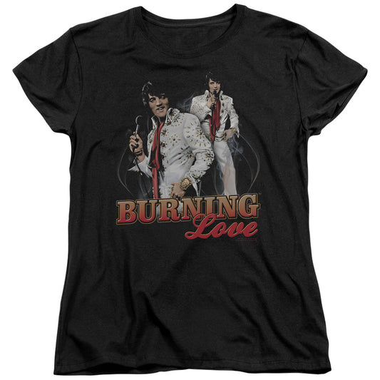 Elvis Presley Burning Love Womens T Shirt Black